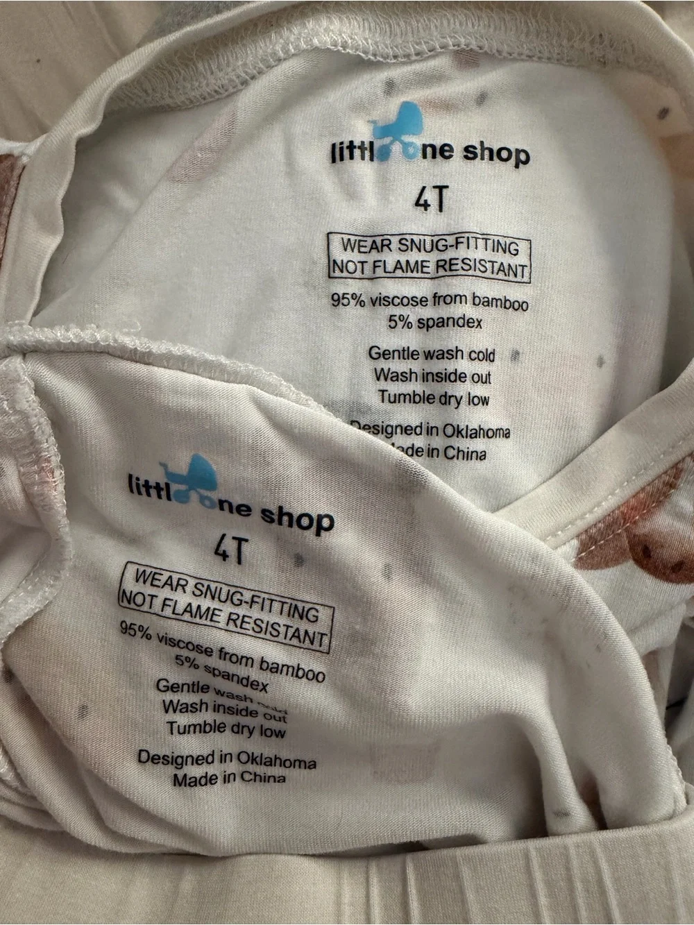 Kids Farm Animal Print Brave Little Ones Pajama Set - Cream LIKE NEW
